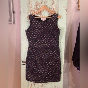 Women’s Vintage Casual Corner navy blue floral sleeveless midi dress size 12